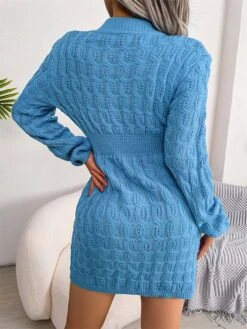 Women's Sweater Dress Jumper Dress Casual Dress Mini Dress Active Plain Outdoor Casual Holiday Vacation Crew Neck Long Sleeve 2023 Regular Fit Black White Blue S M L -HANA Luxury Wear Shop cgifqb1692849299790