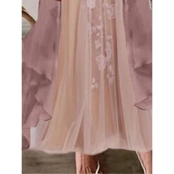 Women's Two Piece Dress Set Casual Dress Lace Dress Outdoor Daily Fashion Elegant Lace Ruffle Long Dress Maxi Dress V Neck 3/4 Length Sleeve Floral Plain Loose Fit Pink Light Purple Summer Spring S M -HANA Luxury Wear Shop chwoxj1682664407606