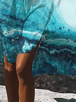 Women's Shirt Dress Casual Dress Swing Dress Mini Dress Outdoor Daily Vacation Polyester Fashion Casual Shirt Collar Button Print Long Sleeve Summer Spring Fall 2023 Loose Fit Blue Ombre S M L XL 2XL -HANA Luxury Wear Shop cmexml1680164465612