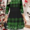 Women‘s Christmas Sweater Dress Jumper Dress Winter Dress Warm Plaid Snowflake Outdoor Christmas Daily Holiday Crew Neck Long Sleeve 2023 Regular Fit Wine Purple Green S M L XL XXL 3XL