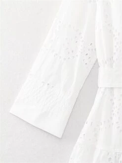 Women's Shirt Dress Casual Dress Midi Dress Outdoor Daily Vacation Cotton Fashion Modern Shirt Collar Lace Up Button Long Sleeve Fall Winter 2023 Regular Fit White Pure Color XS S M L -HANA Luxury Wear Shop cmuaib1695644911275