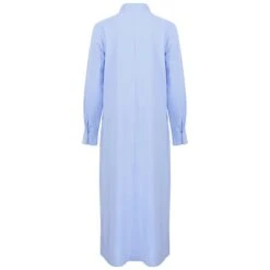 Women's Cotton Dress Pajamas Nightgown Nighty Pure Color Retro Comfort Home Daily Stand Collar Long Sleeve Button Summer Fall Spring White Blue -HANA Luxury Wear Shop cnsvqn1665286286696