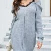 Women's Sweater Dress Winter Dress Jumper Dress Mini Dress Patchwork Cold Shoulder Daily Date Going Out Active Fashion V Neck Long Sleeve 2023 Loose Fit Black Blue Gray Color S M L XL Size -HANA Luxury Wear Shop coinaw1692857013819