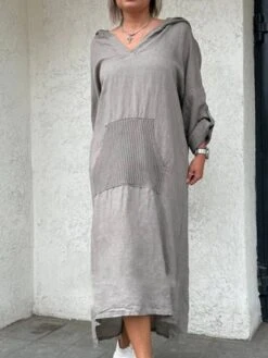 Women's Casual Dress Cotton Dress Shift Dress Midi Dress Cotton Daily Classic Outdoor Daily Vacation Hooded Pocket Basic Long Sleeve Spring Fall Winter 2023 Loose Fit Yellow Purple Green Plain S M L