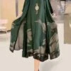 Women's Two Piece Dress Set Casual Dress Swing Dress Daily Holiday Fashion Casual Print Long Dress Maxi Dress Crew Neck 3/4 Length Sleeve Leaf Floral Loose Fit Yellow Red Dark Green Summer Spring M L
