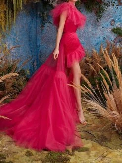 Women's Two Piece Dress Set Party Dress Sheath Dress Party Wedding Guest Fashion Party Ruched Ruffle Mini Dress One Shoulder Short Sleeve Plain Regular Fit Fuchsia Fall Winter S M L XL -HANA Luxury Wear Shop crbakr1696239242882