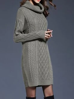 Women's Sweater Dress Jumper Dress Winter Dress Mini Dress Warm Plain Outdoor Daily Holiday Vacation Turtleneck Long Sleeve 2023 Loose Fit White Wine Blue M L XL XXL 3XL -HANA Luxury Wear Shop crpdvt1697711244392
