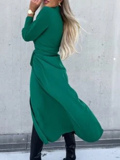 Women's Shirt Dress Shift Dress Swing Dress Maxi Long Dress Winter Dress Daily Holiday Polyester Elegant Classic Shirt Collar Button With Belt Long Sleeve Spring Fall Winter 2023 Regular Fit Black -HANA Luxury Wear Shop ctlply1663559807041