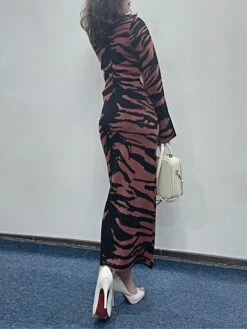 Women's Sweater Dress Winter Dress Jumper Dress Long Dress Maxi Dress Fashion Print Outdoor Daily Holiday Date Crew Neck Long Sleeve Cut Out Print 2023 Slim Brown S M L XL XXL -HANA Luxury Wear Shop cuyfkt1692938796249