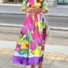 Women's Shirt Dress Casual Dress Midi Dress Outdoor Daily Vacation Polyester Fashion Modern Shirt Collar Button Print Long Sleeve Summer Spring Fall 2023 Loose Fit Purple Floral S M L XL 2XL -HANA Luxury Wear Shop cxwykm1690965987301