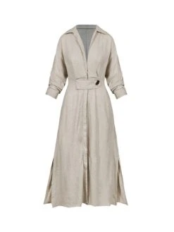 Women's Shirt Dress Casual Dress Sheath Dress Maxi Long Dress Outdoor Office Daily Polyester Fashion Modern Shirt Collar Button Long Sleeve Summer Spring Fall 2023 Loose Fit White Pink Blue Plain S M -HANA Luxury Wear Shop cysres1684320402756