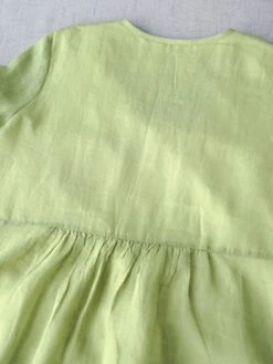 Women's Casual Dress Cotton Linen Dress White Dress Midi Dress Cotton Blend Basic Casual Outdoor Vacation V Neck Ruched Half Sleeve Summer Spring Fall 2023 Loose Fit White Green Apricot Pure Color M -HANA Luxury Wear Shop cyymxw1682564024086