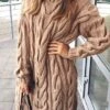 Women's Sweater Dress Winter Dress Jumper Dress Mini Dress Ribbed Outdoor Daily Holiday Fashion Streetwear Turtleneck Long Sleeve 2023 Loose Fit Black Pink Blue Color S M L XL XXL Size -HANA Luxury Wear Shop czfcya1693987765348