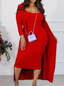 Women's Two Piece Dress Set Casual Dress Sheath Dress Outdoor Daily Fashion Streetwear Ruched Midi Dress U Neck Long Sleeve Plain Slim Black White Yellow Fall Winter S M L XL XXL -HANA Luxury Wear Shop czobmk1693295598955