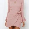 Women's Sweater Dress Jumper Dress Casual Dress Mini Dress Fashion Pure Color Outdoor Daily Going Out Crew Neck Long Sleeve Lace Up 2023 Slim Black White Pink S M L XL