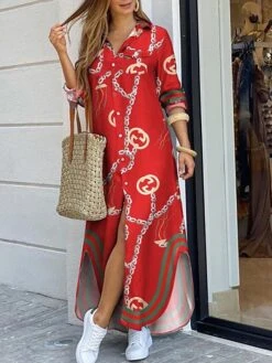 Women's Shirt Dress Long Dress Maxi Dress Black Blue Army Green Long Sleeve Leopard Patchwork Fall Spring Shirt Collar Winter Dress Fall Dress Loose Fit S M L XL XXL -HANA Luxury Wear Shop cztfjh1608278553938