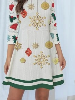 Women's Christmas Dress Sweater Dress Jumper Dress Mini Dress Warm Snowflake Outdoor Christmas Daily Holiday Crew Neck Long Sleeve 2023 Regular Fit White S M L XL XXL 3XL -HANA Luxury Wear Shop dcnkwp1697378116452