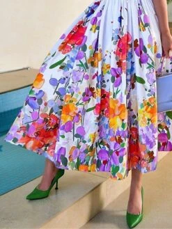 Women's Shirt Dress Casual Dress Swing Dress Maxi Long Dress Outdoor Daily Date Polyester Fashion Modern Shirt Collar Button Print Short Sleeve Summer Spring 2023 Loose Fit White Floral S M L XL -HANA Luxury Wear Shop ddlhwq1688700546060