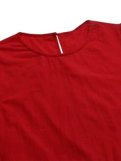 Women's Casual Dress Cotton Linen Dress Swing Dress Maxi Long Dress Cotton Blend Basic Casual Outdoor Daily Holiday Crew Neck Ruched Pocket Half Sleeve Summer Spring 2023 Loose Fit Black White Red -HANA Luxury Wear Shop dezpko1679647891526