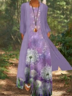 Women's Dress Set Two Piece Dress Church Dress Long Dress Maxi Dress White Red Blue Long Sleeve Floral Print Summer Spring Crew Neck Modern Winter Dress Fall Dress Loose Fit 2023 M L XL XXL 3XL 4XL -HANA Luxury Wear Shop dhdhuc1634096384495