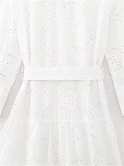 Women's Shirt Dress Casual Dress Midi Dress Outdoor Daily Vacation Cotton Fashion Modern Shirt Collar Lace Up Button Long Sleeve Fall Winter 2023 Regular Fit White Pure Color XS S M L -HANA Luxury Wear Shop dllqbs1695644913116