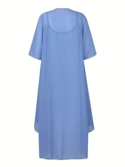 Women's Two Piece Dress Set Casual Dress Swing Dress Daily Date Fashion Streetwear Print Midi Dress Strap 3/4 Length Sleeve Floral Loose Fit Blue Green Fall Winter S M L XL XXL -HANA Luxury Wear Shop dmmprw1693805458049