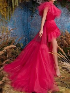 Women's Two Piece Dress Set Party Dress Sheath Dress Party Wedding Guest Fashion Party Ruched Ruffle Mini Dress One Shoulder Short Sleeve Plain Regular Fit Fuchsia Fall Winter S M L XL -HANA Luxury Wear Shop dpfstq1696239245194