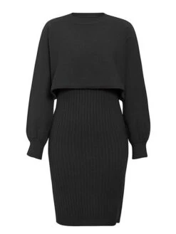 Women's Two Piece Dress Set Casual Dress Skirt Set Daily Going Out Fashion Streetwear Print Mini Dress Crew Neck Long Sleeve Plain Regular Fit Black Yellow Light Green Fall Winter M -HANA Luxury Wear Shop dqdjyt1693295679149