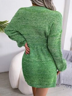 Women's Sweater Dress Winter Dress Jumper Dress Mini Dress Ruched Daily Date Going Out Active Fashion V Neck Long Sleeve 2023 Regular Fit Red Blue Green Color S M L Size -HANA Luxury Wear Shop dqsbvy1692862257740