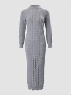 Women's Sweater Dress Winter Dress Jumper Dress Long Dress Maxi Dress Split Outdoor Street Daily Fashion Sexy Stand Collar Long Sleeve 2023 Slim Beige Gray Color S M L XL XXL Size -HANA Luxury Wear Shop dsoscg1695036469708