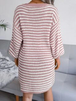 Women's Sweater Dress Jumper Dress Casual Dress Mini Dress Active Multicolor Outdoor Casual Daily Holiday V Neck Long Sleeve Patchwork 2023 Loose Fit Pink Blue Khaki S M L -HANA Luxury Wear Shop dujpao1692947786462