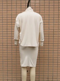 Women's Two Piece Dress Set Casual Dress Skirt Set Outdoor Daily Fashion Streetwear Split Ribbed Midi Dress Turtleneck Long Sleeve Plain Loose Fit Black Brown Beige Fall Winter S M L XL -HANA Luxury Wear Shop dxbrds1694596423409