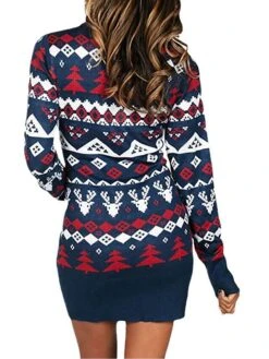 Women‘s Christmas Sweater Dress Jumper Dress Winter Dress Fashion Tree Deer Outdoor Christmas Daily Vacation Crew Neck Long Sleeve Patchwork 2023 Regular Fit Red Blue S M L -HANA Luxury Wear Shop dydqip1695030475826