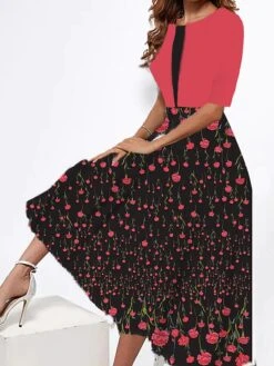 Women's Two Piece Dress Set Casual Dress Tank Dress Outdoor Daily Fashion Streetwear Print Midi Dress Strap Half Sleeve Floral Loose Fit Pink Dark Pink Peach Summer Spring S M L XL XXL -HANA Luxury Wear Shop ecbdmd1687319832365