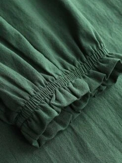 Women's Casual Dress Cotton Dress Black Dress Midi Dress Cotton Fashion Daily Outdoor Daily Vacation Stand Collar Ruffle Button 3/4 Length Sleeve Fall Autumn 2023 Loose Fit Black Wine Blue Plain S M -HANA Luxury Wear Shop edtskz1692947512884