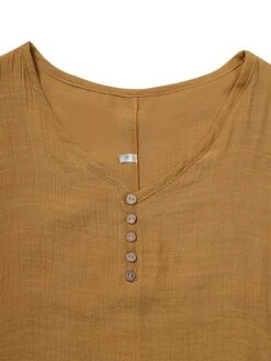 Women's Casual Dress Cotton Dress Swing Dress Maxi Long Dress Cotton Stylish Casual Winter Dress Daily Holiday V Neck Button Layered Long Sleeve Summer Spring Fall 2022 Loose Fit Black White Yellow -HANA Luxury Wear Shop efznrg1683609535050