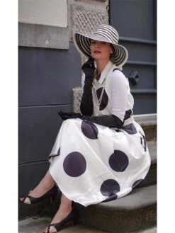 Women's Shirt Dress Casual Dress Swing Dress Maxi Long Dress Outdoor Office Daily Satin Fashion Modern Shirt Collar Button Pocket Sleeveless Summer Spring 2023 Regular Fit Black White Green Polka Dot -HANA Luxury Wear Shop eksmeq1692239751613