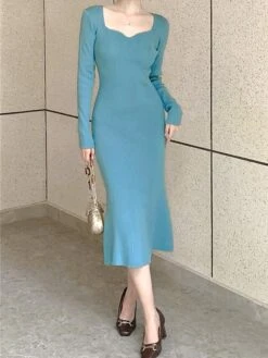 Women's Sweater Dress Jumper Dress Casual Dress Midi Dress Fashion Pure Color Outdoor Daily Vacation Going Out V Neck Long Sleeve Patchwork 2023 Regular Fit Black Pink Blue S M 21 Women's Sweater Dress Jumper Dress Casual Dress Midi Dress Fashion Pure Color Outdoor Daily Vacation Going Out V Neck Long Sleeve Patchwork 2023 Regular Fit Black Pink Blue S M -HANA Luxury Wear Shop elqqzm1695268444438