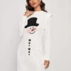 Women's Christmas Dress Sweater Dress Jumper Dress Midi Dress Ugly Snowman Outdoor Christmas Daily Holiday Round Neck Long Sleeve 2023 Regular Fit White S M L XL XXL 3XL