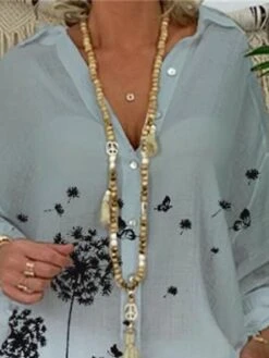 Women's Shirt Dress Casual Dress Shift Dress Mini Dress Outdoor Daily Vacation Polyester Fashion Classic Shirt Collar Button Print Long Sleeve Summer Spring Fall 2023 Loose Fit Gray Floral M L XL 2XL -HANA Luxury Wear Shop eqlngx1677234258223