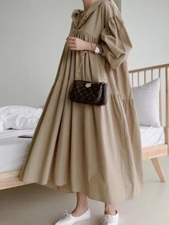 Women's Casual Dress Cotton Linen Dress Swing Dress Maxi Long Dress Linen / Cotton Blend Fashion Basic Outdoor Daily Vacation Hooded Ruched Pocket Long Sleeve Fall Winter Autumn 2023 Loose Fit Black -HANA Luxury Wear Shop erbbpj1693553156969