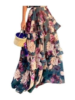 Women's Dress Set Two Piece Dress Skirt Set Long Dress Maxi Dress Photo Color Sleeveless Floral Layered Summer Spring Cold Shoulder Vacation 2023 S M L XL XXL -HANA Luxury Wear Shop etjczb1648031233368