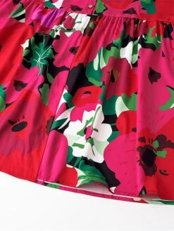 Women's Shirt Dress Casual Dress Midi Dress Outdoor Daily Vacation Polyester Fashion Modern Shirt Collar Button Split Long Sleeve Summer Spring Fall 2023 Loose Fit Red Floral S M L XL 2XL -HANA Luxury Wear Shop ettdmn1689823551541