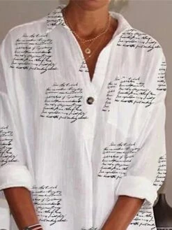 Women's Shirt Dress Casual Dress Shift Dress Mini Dress Outdoor Daily Vacation Polyester Basic Modern Shirt Collar Button Pocket Long Sleeve Summer Spring Fall 2023 Loose Fit White Letter S M L XL 2XL -HANA Luxury Wear Shop fbamsd1680164745099