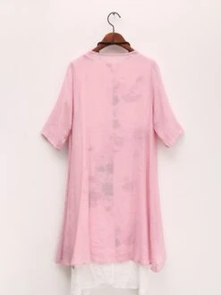 Women's Two Piece Dress Set Casual Dress Print Dress Outdoor Daily Streetwear Casual Layered Print Midi Dress Crew Neck Half Sleeve Floral Regular Fit Pink Sky Blue Summer Spring S M L XL XXL -HANA Luxury Wear Shop fetrua1685013683116