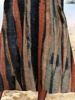 Women's Two Piece Dress Set Casual Dress Dress Set Outdoor Daily Fashion Streetwear Pocket Print Midi Dress V Neck Half Sleeve Stripe Regular Fit Red Summer Spring S M L XL XXL -HANA Luxury Wear Shop fjkjrj1682419550885