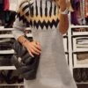 Women‘s Sweater Dress Winter Dress Knit Dress Mini Dress Gray Long Sleeve Geometric Knit Spring Fall Winter Turtleneck Fashion 2023 S M L XL -HANA Luxury Wear Shop fknlhv1669691730639