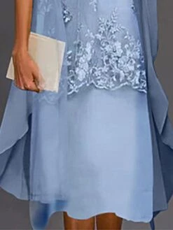 Women's Dress Set Lace Dress Midi Dress Light Blue Green Gray Half Sleeve Floral Embroidered Layered Patchwork Summer Spring Fall Crew Neck Elegant Chinoiserie 2023 M L XL XXL XXXL 4XL 5XL -HANA Luxury Wear Shop foogze1644389749168