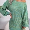 Women's Sweater Dress Winter Dress Jumper Dress Mini Dress Cold Shoulder Daily Date Going Out Active Fashion Off Shoulder Long Sleeve 2023 Loose Fit Black Orange Green Color S M L Size