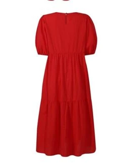 Women's Casual Dress Cotton Linen Dress Swing Dress Maxi Long Dress Cotton Blend Basic Casual Outdoor Daily Holiday Crew Neck Ruched Pocket Half Sleeve Summer Spring 2023 Loose Fit Black White Red -HANA Luxury Wear Shop frpjan1657768775745